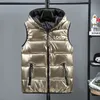 Hommes Gilets sans manches Vestes Tendance de la mode Hip Hop Zipper Gilet à capuche Manteaux personnalisés Designer Mâle Hiver Épaissir Casual Gilet Vêtements d'extérieur