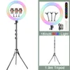 الإضاءة 45CM LED RGB Selfie Ring Light مع حامل المحمول 33CM / 26CM التصوير الإضاءة حافة مصباح ترايبود ل YouTube Live Vlog