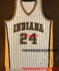 100% Gestikt No.24 Paul George White Strips Basketbal Jersey Heren Dames Jeugd Custom Nummer naam Jerseys XS-6XL