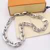 Europe America Fashion Jewelry Sets Men Lady Womens Gold Silver-color Metal Engraved V Initials Flower Thick Chain Edge Necklace B274V