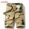 Luulla Men Summer Casual Vintage Classic Pockets Cargo Shorts Outwear Fashion Twill Cotton Camouflage 210806