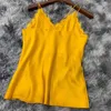 100% шелковая бренда мода Women High Luxury Summer Elegant Slim Clim Stitch Silk Camis Top Top 210401