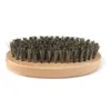 Natural Boar Hair Bristle Beard Mustache Brush Shaving Comb Men Face Massage Round Wood Handle Handmade Beard Brushes SN4441