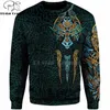 Plstar Cosmos Viking Warrior Tattoo Fashion Tracksuit Casual 3D Print Zipper / Hoodie / Sweatshirt / Jacka / Män 'Style-210813