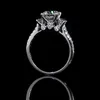 Klusterringar lyxiga diamant zirkonring för bröllopsmiddag engagemang silver kvinnor smycken
