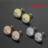 2021 high polished big Diamond men Jewelry Gold Silver Rose Studs Stainless Steel Fashion Earrings For Women Party Gifts Wholesale