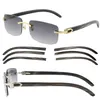 Wholesale Selling Original Genuine Natural Sunglasses MARBLED BLACK BUFFALO HORN 8200757 Rimless 18k Gold Womens Limited edition Glasses driving Unisex Size:57