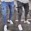 Men's Jeans Selling Stretch Men's Trendy Knee Hole Zipper Trousers In
