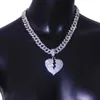 Rapper Bling Crystal Curb Hip Hop Heartbreak Necklace For Women Men Iced Out Punk Baguette Choker Cuban Link Chain Neckalce Gift Pendant Nec