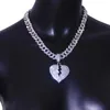 Rapper Bling Crystal Curb Hip Hop Heartbreak Ketting Voor Vrouwen Mannen Iced Out Punk Baguette Choker Cubaanse Link Chain Neckalce Gift Hanger NEC