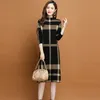 Luxury Designer Striped Sweaters Dress Long Sleeve 2021 Women Autumn Winter Elegant Runway Knitted Dresses Sweet Office Resort Cafe Party Casual Female Clothes