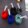 8 pièces Set Ustensiles de Cuisson En Plastique Tasse À Mesurer Avec Poignée En Acier Inoxydable Cuillère Cuisine Ménage Graduée Gadgets De Cuisson XG0077