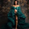 2022 Chic Green Pregnant Women's Prom Dress Maternity Ruffles Robes for Photo Shoot or baby shower African Plus Size Robe