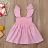 Cute Newborn Kids Baby Girl Dresses Clothing Sleeveless Ruffle Bowknot Dress Princess Clothes Girls Outfits Solid Summer Q0716
