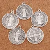 Cristo Redentor St Benedict of Nursia Patron Charm Against Evil Cross Medal Catholicism Antique Silver Charms PendantS T1646 35x31mm 40pcs/lot