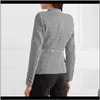 Damespakken Blazers Apparel Dames Double Breasted Fashion Houndstooth Solid Tops Aankomst Vrouwelijke slanke fitjassen tot 0m1ta