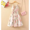 Korea Summer long chiffon floral strap dress A-Line women casual sleeveless es high waist boho beach 210423