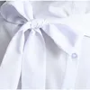 Longue chemise blanche femmes à manches longues mode décontracté grande taille chemises vêtements de nuit irrégulier lâche bouton Cardigan Blouses femme 5XL 210715