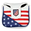 US Flag Embroidery PU Leather Golf Club Headcover covers for Square Large Mallet Putter Covers