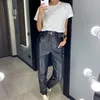 Pantaloni classici neri in ecopelle vintage da donna Y2k Punk Tasche a vita alta Gambe larghe dritte Pantaloni da ufficio marroni Harajuku 210517