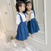 Roupas para Girls Lace Tshirt + Jumpsuit Tracksuits Ruffles Kids Summer Children's Girl 6 8 10 1 210528