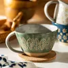 310ml Japanese Vintage Ceramic Mug Handgrip Cup For Breakfast Milk Oatmeal Coffee Heat Resistant Office Home Drinkware Tool 210804
