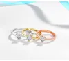 Anello in argento sterling 100% 925 Cuore Clear CZ Colore bianco / giallo / oro rosa per regalo di gioielli da sposa per fidanzamento da donna