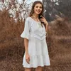 Crochet Tassel White Summer Dress Vintage Bohemian Short Casual Beach Holiday Vestidos 210427