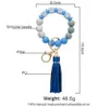 Silikon Kärlek Pärlor Strand Tassel Charm Armband Key Rings Wrap Wristband Keychain Hänger Mode Smycken