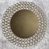 Fancy Clear Glass Charger Plates Metal met Diamond Hot Sales Crystal Glass Iron Plate Chargers for Wedding Decor