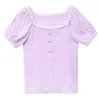 Square Collar Lace Chiffon Blusar Kvinnor Sommar Pullover Puff Short Sleeve Fashion Plus Size Loose Shirts Tops Blusas 10206 210417