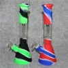 Silicone Bong hookah 11.42 Inch Beaker Base Water Pipes cartoon printing 14mm female unbreakable bongs Silicon Downstem & Glass Bowl