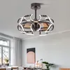 Ventilateurs de plafond Ventilateur lumineux avec lumière et contrôle Café Invert Éclairage Décoratif moderne pour la maison Salle à manger Chambre Restaurant