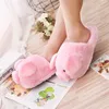 Winter Warm Home Slippers Leuke Roze Kleine Varken Cartoon Ontwerp Volwassen Meisje Dame Pluche Hoofd Silent Indoor Floor Dames Huis Schoenen Y1120