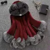 M-12xl luksusowe imitacja luksusowa imitacja norka Zimowa sztuczna futra płaszcza kurtka z kapturem w środkowej długości ponadwymiarowa żeńska ciepłe parki