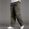 Calças dos homens de algodão de verão Homens Cargo Mens Juntos Baggy Tactical Lightweight Exército Verde Trabalho Pant Solto Casual Calças Plus Size