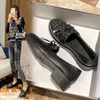 Klänning skor kvinnor brittisk stil Små läder skor mode färg matchande båge plattform loafers chunky heel sandaler 220309