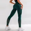 CHRLEISURE TOGGINGS Kadınlar Yüksek Bel Seksi Dikişsiz Spor Hollow Baskılı Egzersiz Pantolon Esneklik Legins 210925