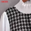 Fashion Women Tweed Patchwork Shirt Long Sleeve Office Ladies Mini Dress 1D206 210416