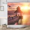 Douchegordijnen 3d strand zonsondergang waterdicht polyester gordijn wasbare pastel stof huisdecoratie badkamer douchegordijn