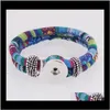 Charm Drop Delivery 2021 Bohème Multicolore Coton Cordons Bracelets Sier Couleur Ethnique Wrap Noosa Bouton Pression Bijoux Femmes Aessories Pulseras