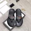 Classic Fashion Black Soft Leather Men slippers letter Bees Green Flip flops Lazy lady Slipper Flat Chain Sandals Casual Beach Slip With Box