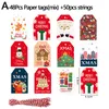 Noel Süslemeleri 48/96 adet DIY Kraft Etiketler Neşeli Etiketleri Hediye Sarma Kağıt Asmak Santa Claus Kartları Noel Partisi Kaynağı