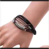 Perline, fili Bracciali Gioielli Drop Delivery 2021 Eh8106 Bracciale multistrato esagerato Corda in pelle Diamante Stagione femminile X4Cot