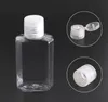 quality 30ml 60ml Empty PET plastic bottle with flip cap transparent square shape bottles for makeup fluid disposable hand sanitizer gel