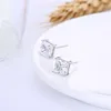 Lekani 925 Sterling Zilveren Stud Oorbellen voor Dames Vierkant-Vorm Clear Cubic Zirconia Girl Small Earring Engagement Fijne Sieraden 210701