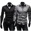 Homens Slim Fit vestido camisa de manga comprida camisas para homens negócios tops moda elegante plus size M-3XL