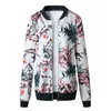 Floral Print Zipper Casual Jacket Kvinnor Vår Sommar Långärmad Lös Bomber Jacka Coat O Neck Fashion Tops Ytterkläder 210419