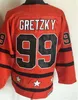 Mannen Retro Hockey Jersey 99 Wayne Gretzky Vintage Klassiek Geborduurd En Gestikt Zwart Wit Marineblauw Oranje Paars Geel Rood Thuis Sport Ademend Puur Katoen