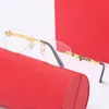 Frankrijk Sports Zonnebril voor Mannen Milieuvriendelijke Mode Man Vrouwen Glas Randloze Retro Vintage Gouden Bril Frame Buffalo Zonnebril